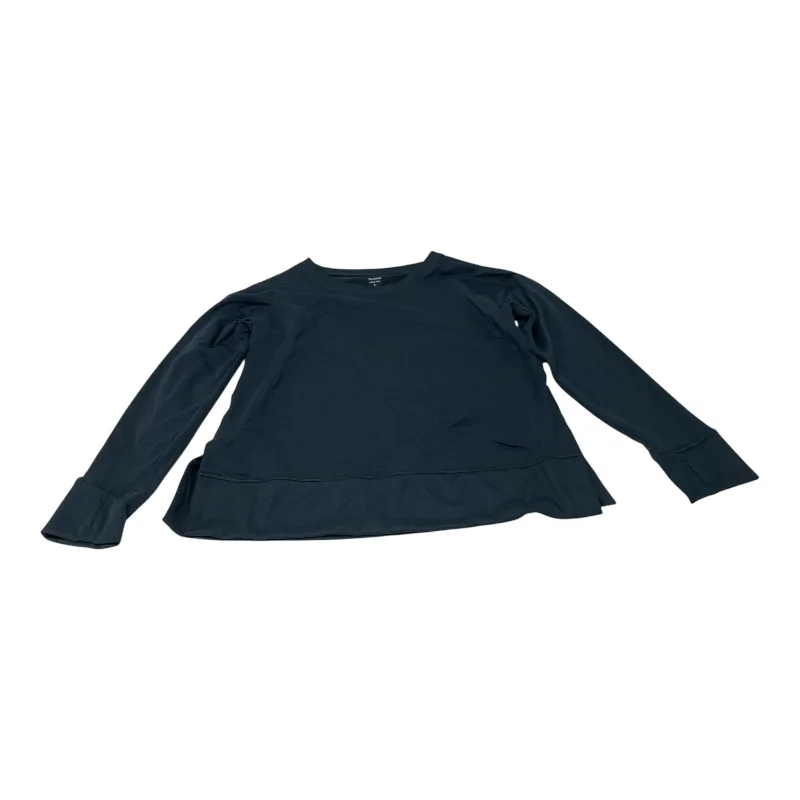 Relaxed Fit Athletic Top Long Sleeve Crewneck By Talbots In Navy, Size: L