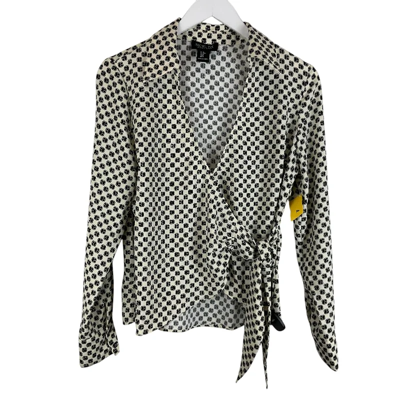 Functional Fashion Top Long Sleeve By Rachel Zoe In Black & Cream, Size: M