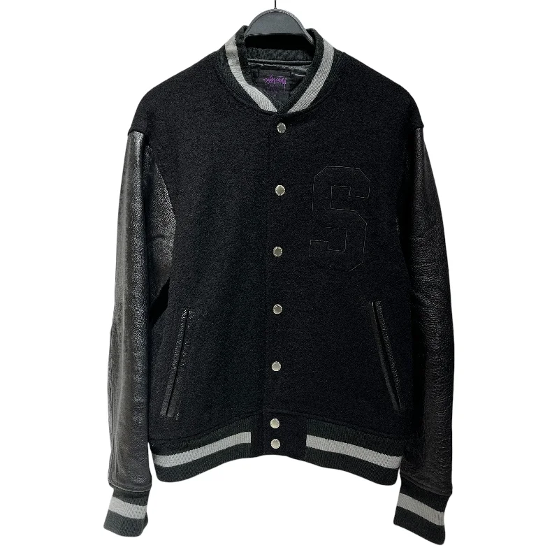 STUSSY/Baseball Jkt/M/Wool/BLK/S LOGO