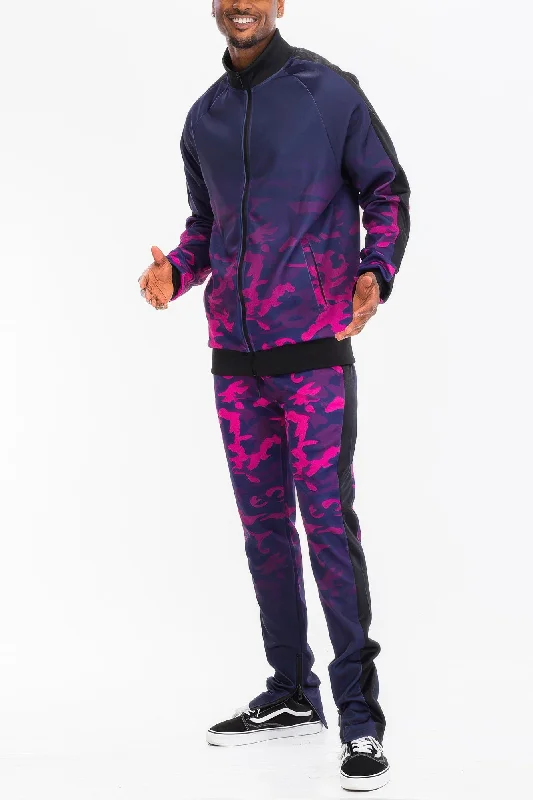 Versatile Style Mens Camo Ombre Print Track Pants