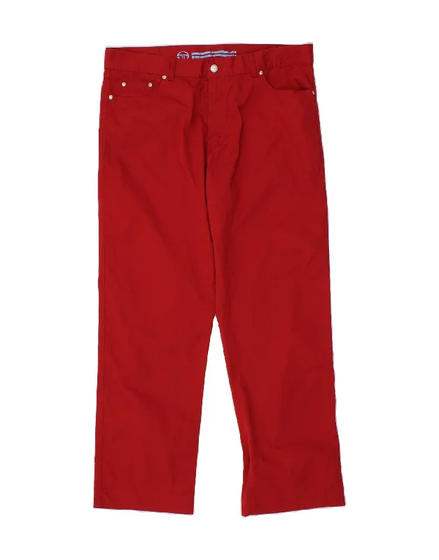 SERGIO TACCHINI Mens Straight Casual Trousers W38 L30  Red Cotton