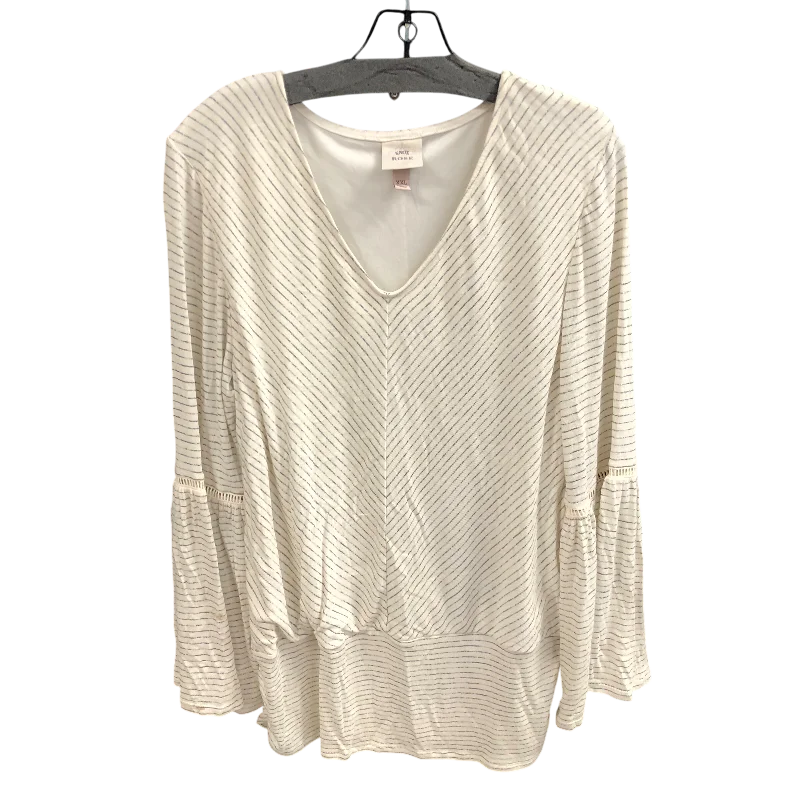Stylish Apparel Top Long Sleeve By Knox Rose In White, Size: 2x