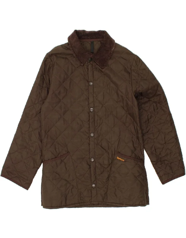 BARBOUR Mens LIDDESDALE Quilted Jacket UK 34 XS Brown Nylon