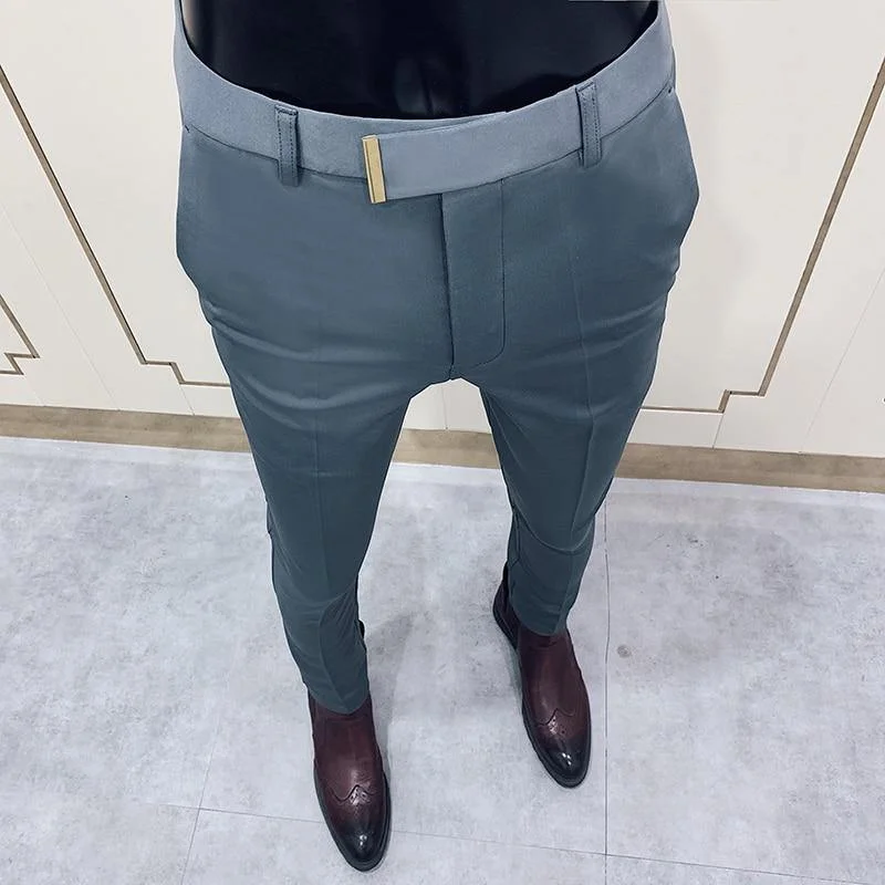 Smart Wear Men's Korean Style Slim Fit Business Ankle Length Pants