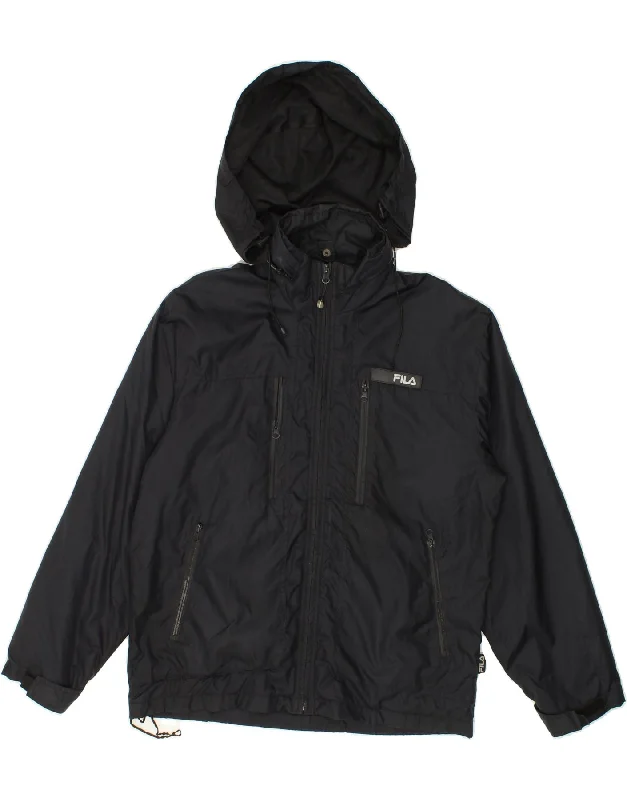 Simple Outfits FILA Mens Hooded Rain Jacket UK 36 Small Black