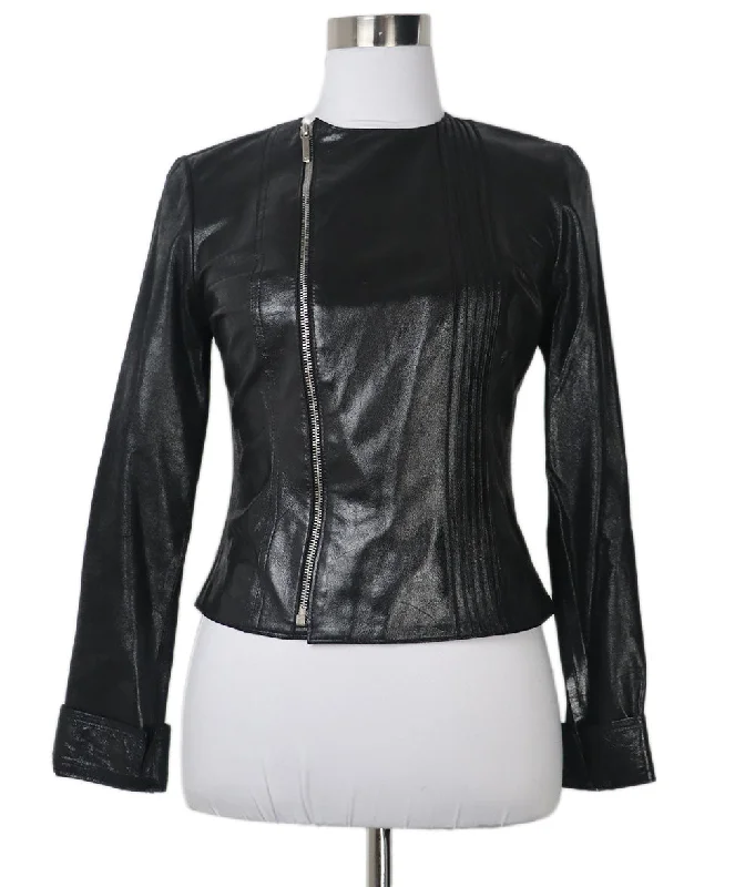 Christian Dior Black Leather Jacket sz 6