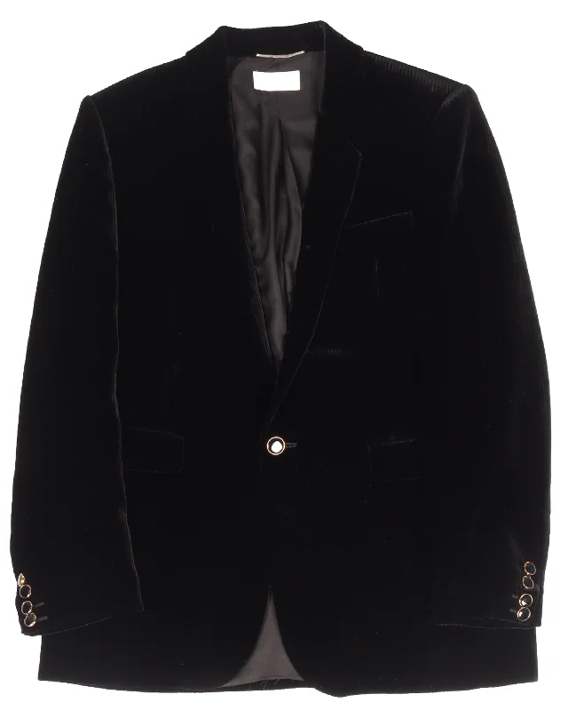 Single-Button Velvet Blazer