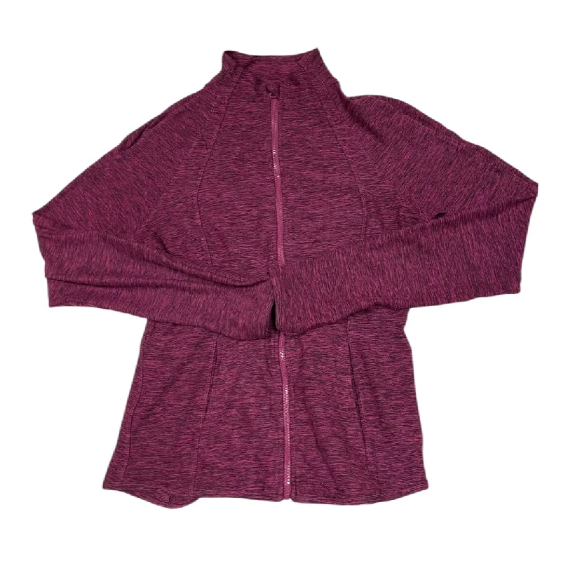 Athletic Top Long Sleeve Collar By Yogalicious In Purple, Size: M