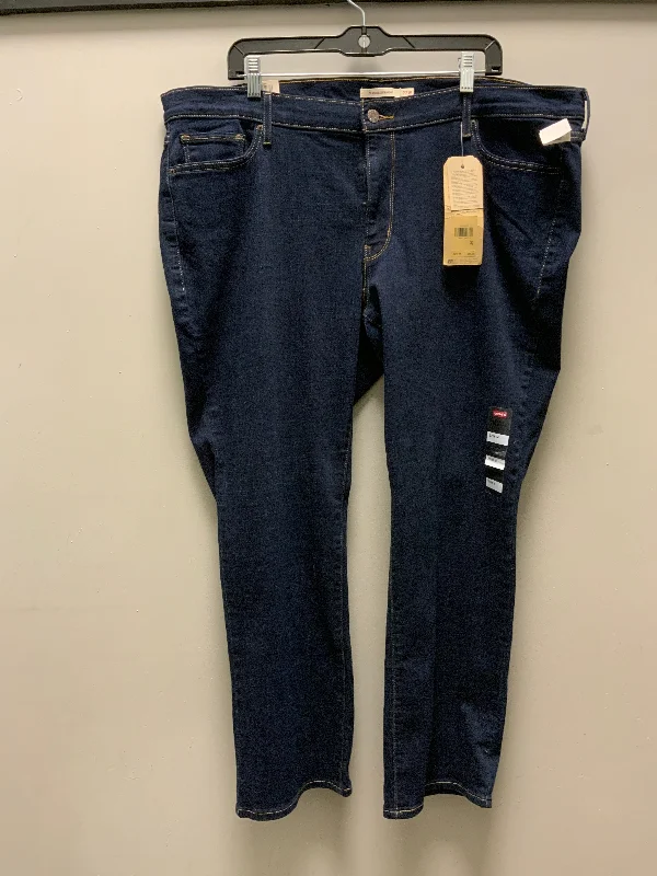 Relaxed Fits Jeans Straight By Levis In Blue Denim, Size: 22