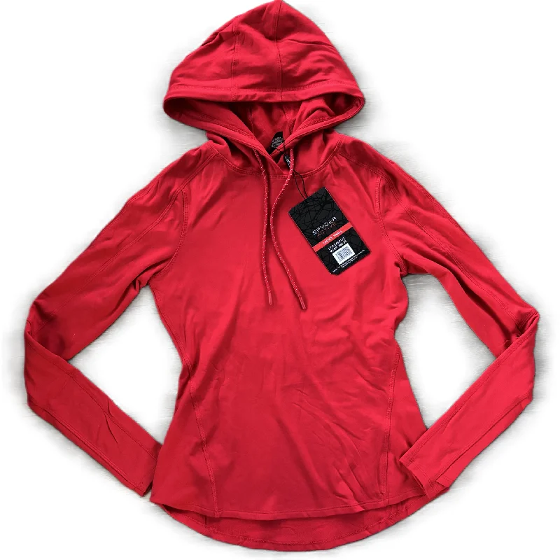 Smart Wear Athletic Top Long Sleeve Hoodie By Spyder In Red, Size: S