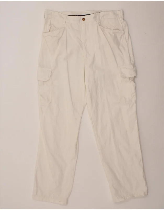 BROOKSFIELD Mens Straight Cargo Trousers IT 52 XL W36 L28 White Cotton