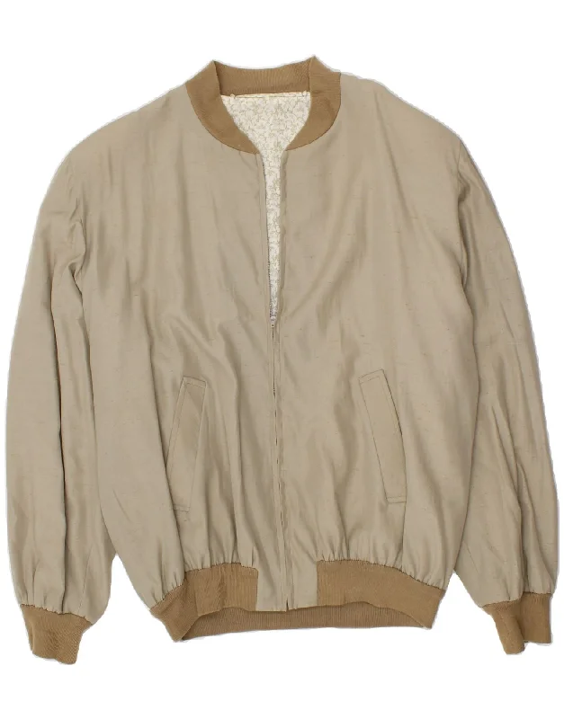 VINTAGE Mens Bomber Jacket UK 42 XL Beige