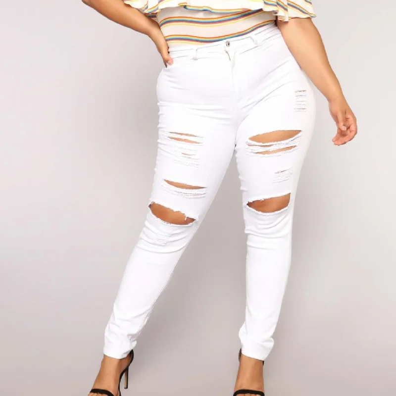 Practical Clothing Stretch Ripped Jeans Women's