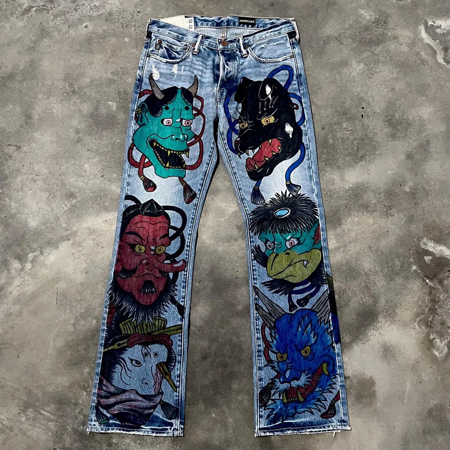 Big Head Print Graphic Baggy Jeans Denim Y2k Pants Goth High Waist Wide Leg