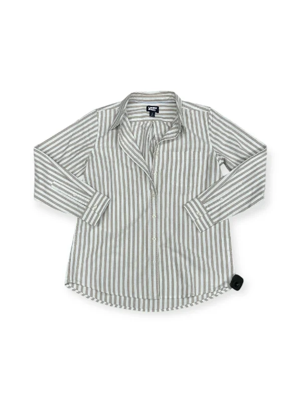 Smart Casual Wear Top Long Sleeve By Lands End In White, Size: S