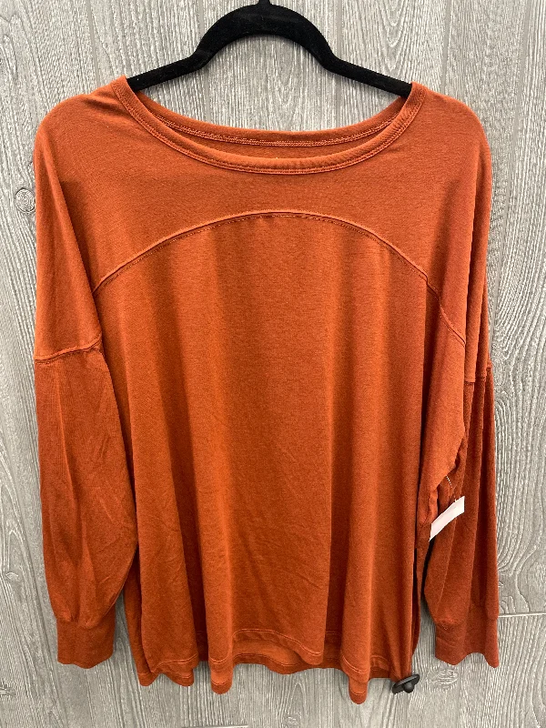 Casual Outfit Athletic Top Long Sleeve Crewneck By Old Navy In Brown, Size: L