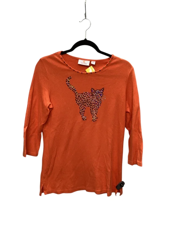 Casual Trends Top Long Sleeve By Quaker Factory In Orange, Size: Xs