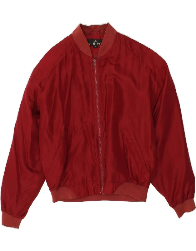 Relaxed Wearables VINTAGE Mens Bomber Jacket UK 38 Medium Burgundy Silk