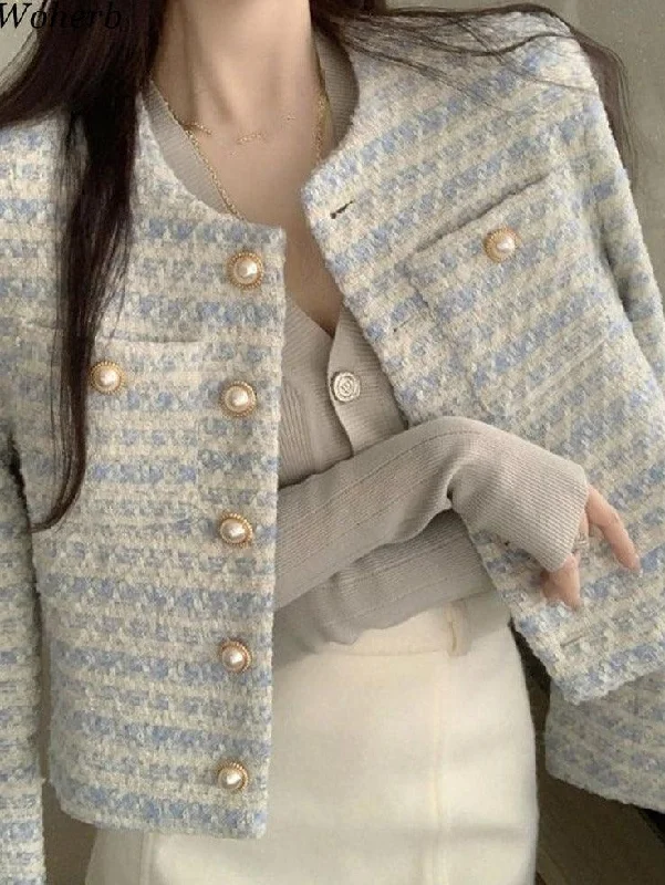 Modern Apparel Striped Tweed Jackets for Women