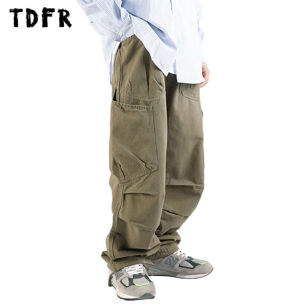 Practical Clothing Solid Color Safari Style Cargo Pants with Elastic Waist