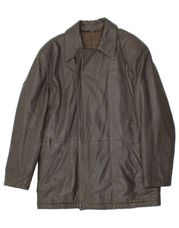 Cool Comfort VINTAGE Mens Leather Jacket UK 38 Medium Grey