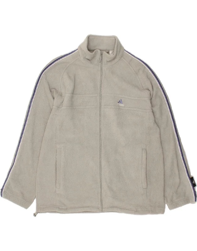 Stylish Comfort ADIDAS Mens Loose Fit Fleece Jacket UK 40/42 Medium Grey Polyester