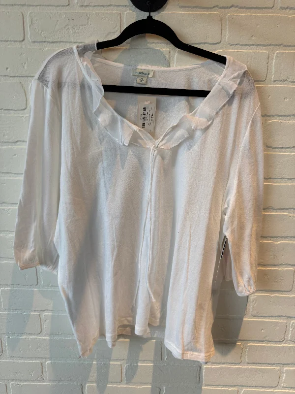 Relaxed Looks Top 3/4 Sleeve By Sundance In Cream, Size: Xl