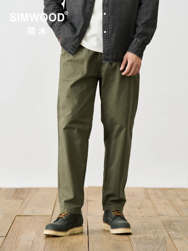 Simple Outfits Oversize Loose Tapered Fit Belted Canvas Trousers - Anklet-length Pants