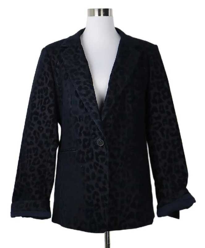 Derek Lam Navy Animal Print Blazer sz 16