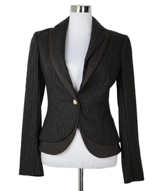 Dolce & Gabbana Brown Pinstripe Wool Blazer sz 4