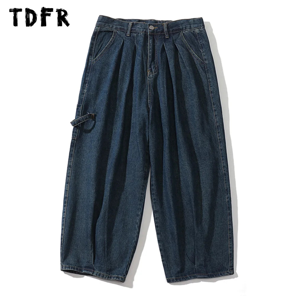 Functional Fashion Pocket Cargo Jeans Mens Washed Casual Streetwear Loose Wide Leg Denim Pants Functional Fashion Pocket Cargo Jeans Mens Washed Casual Streetwear Loose Wide Leg Denim Pants