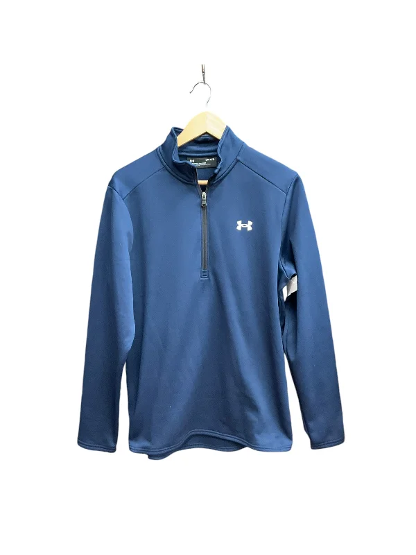 Soft T-Shirts Athletic Top Long Sleeve Collar By Under Armour In Navy, Size: M
