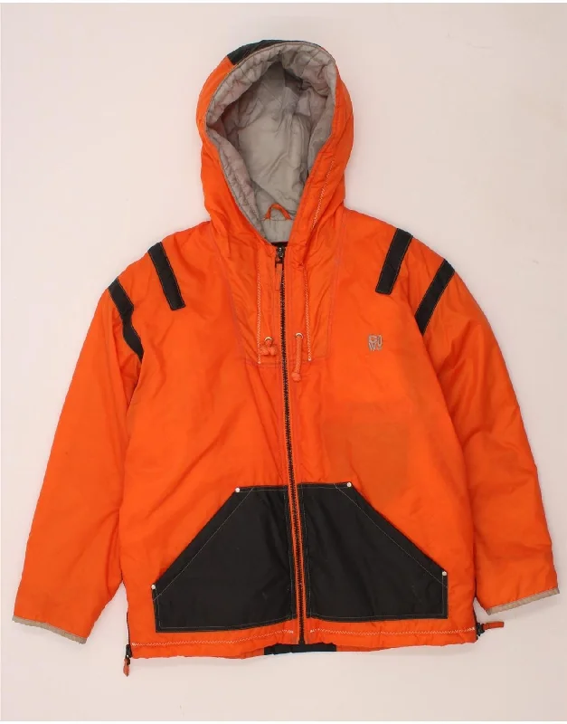 VINTAGE Mens Graphic Hooded Windbreaker Jacket UK 40 Large Orange