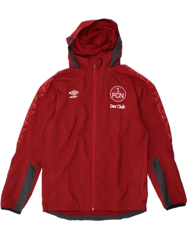 Modern Apparel UMBRO Mens Graphic Hooded Rain Jacket UK 36 Small Red Polyester