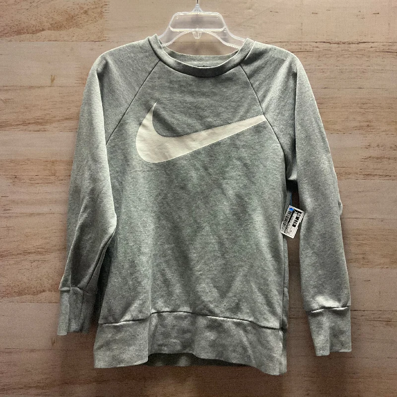 Trendy Comfort Athletic Top Long Sleeve Collar By Nike Apparel In Grey, Size: Xs