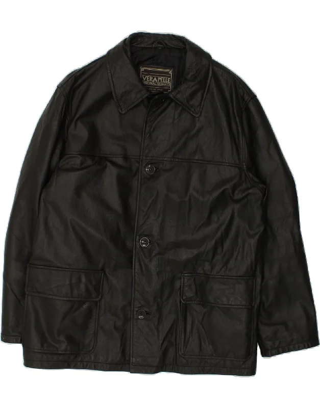 Urban Apparel VINTAGE Mens Leather Jacket IT 50 Large Black Leather