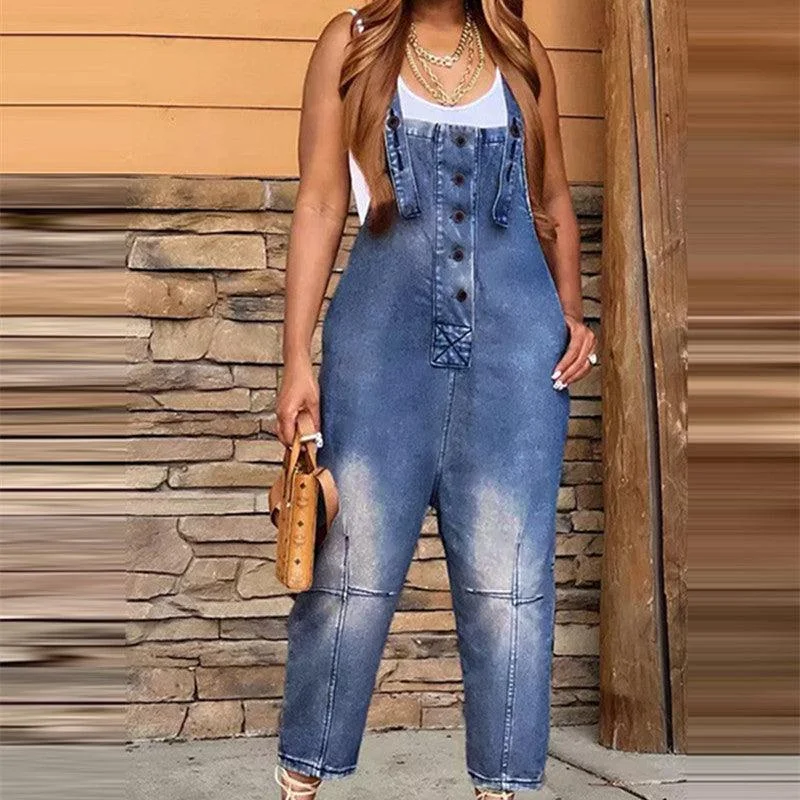 Soft Fabrics Suspender Jeans Women