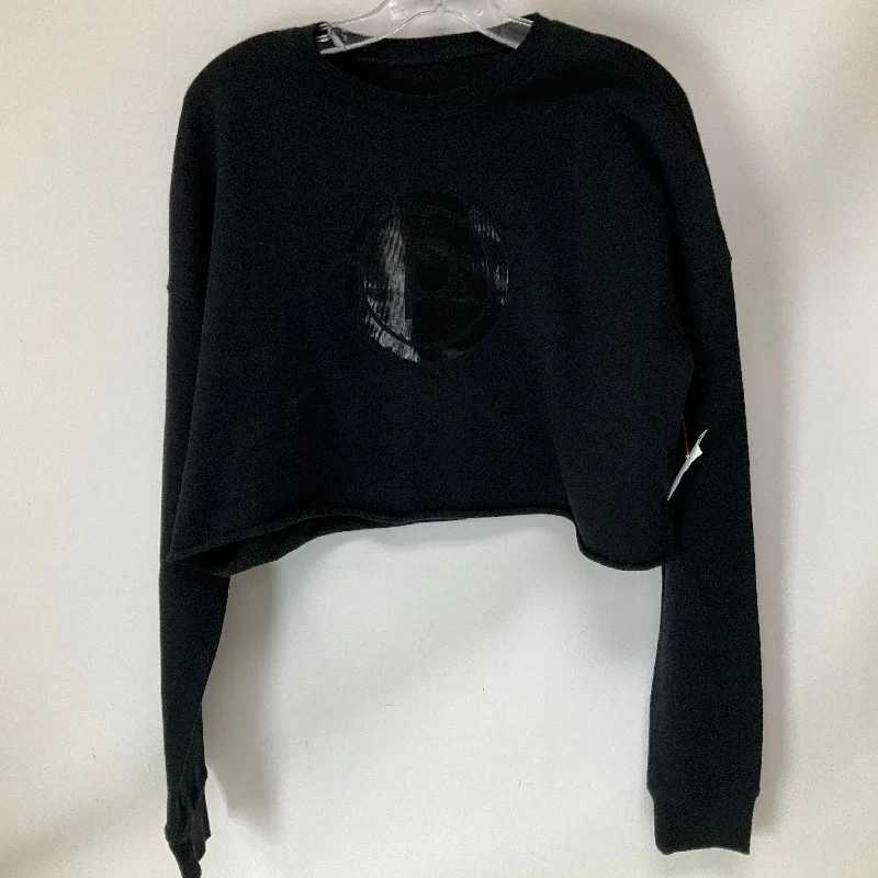 Casual Knitwear Athletic Top Long Sleeve Crewneck By Cmb In Black, Size: M