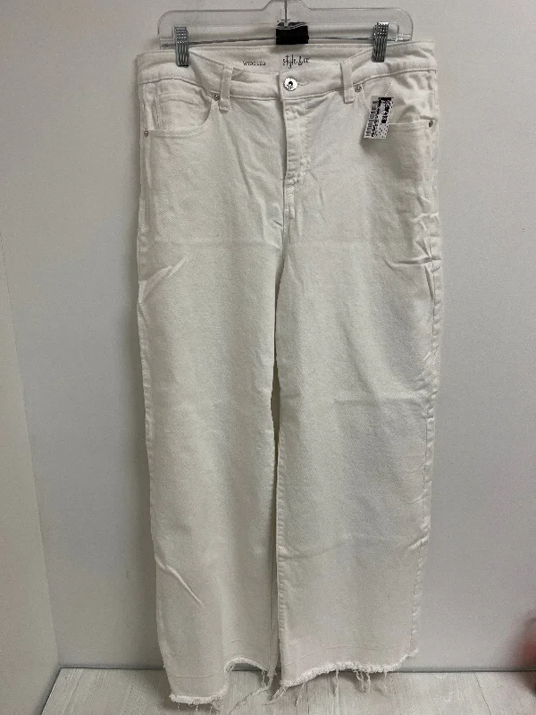 Stylish Comfort Jeans Wide Leg By Style And Company In White, Size: 12