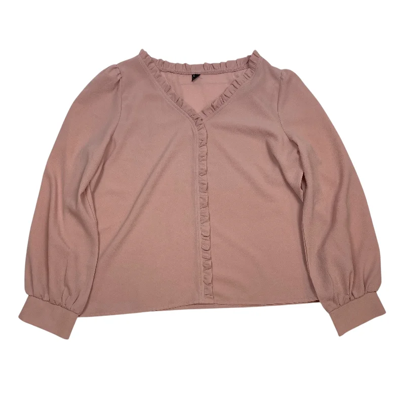 Sporty Trends Top Long Sleeve By Shein In Pink, Size: L
