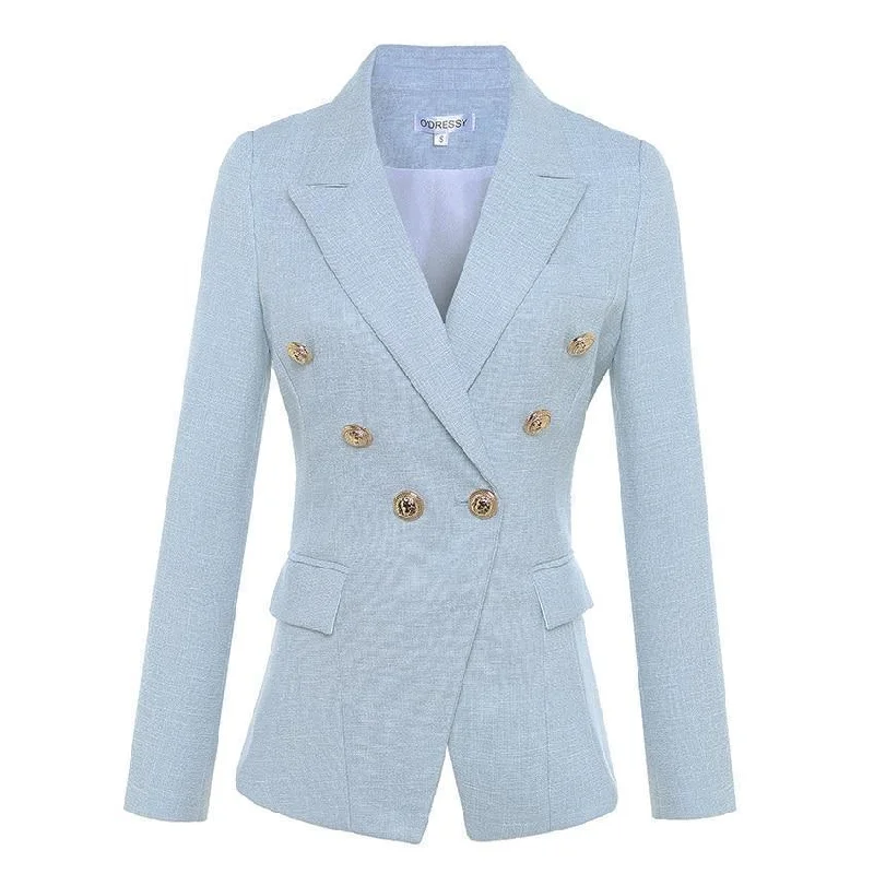 Relaxed Pants La Douce Double Breasted Blazer Women - Casual - Plain-Solid