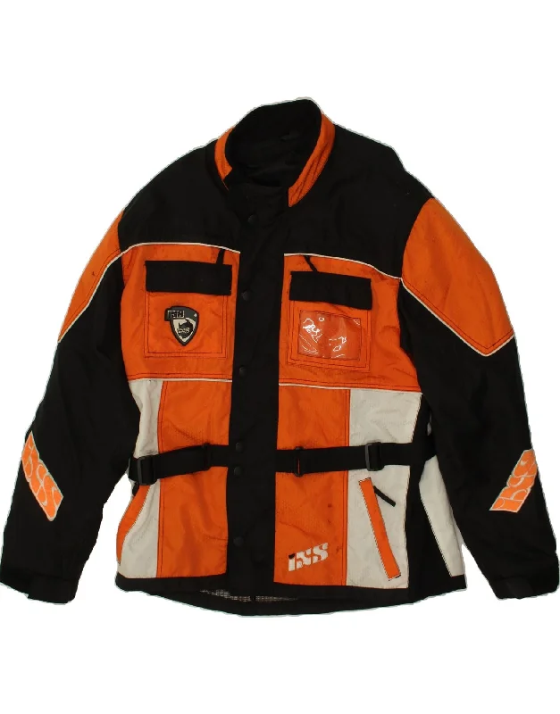 IXS Mens Graphic Racer Jacket UK 44 2XL Orange Colourblock Polyamide