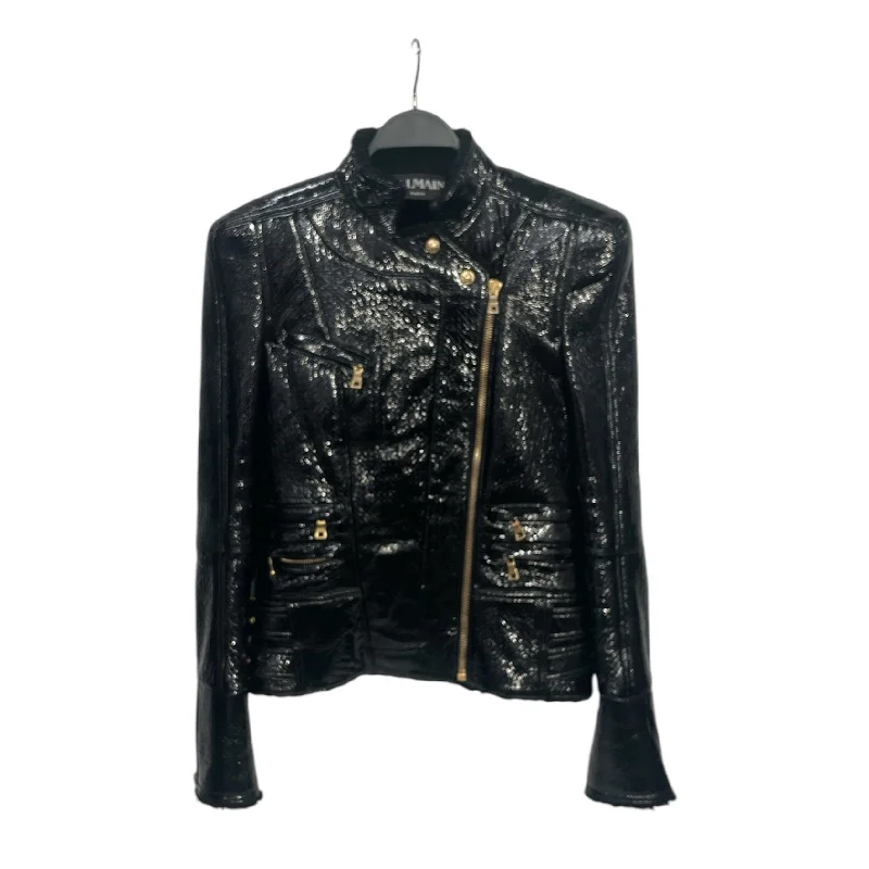 BALMAIN/Leather Jkt/30/Leather/BLK/Double Breasted/