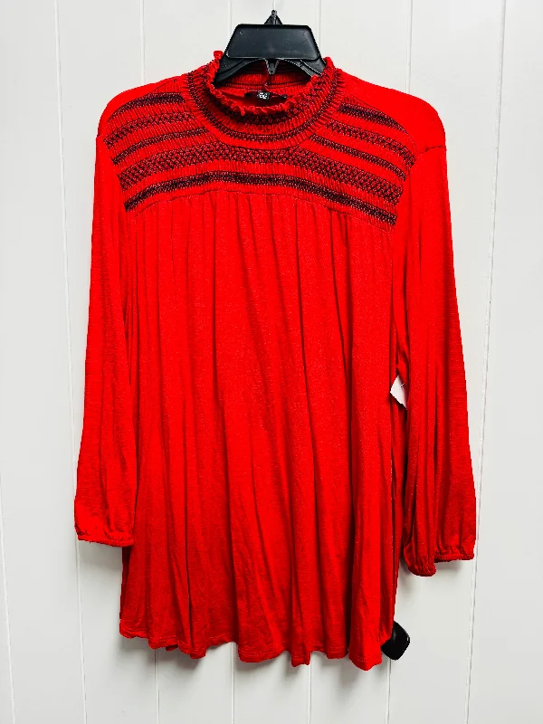 Everyday Wear Top Long Sleeve By Lane Bryant In Red, Size: 18