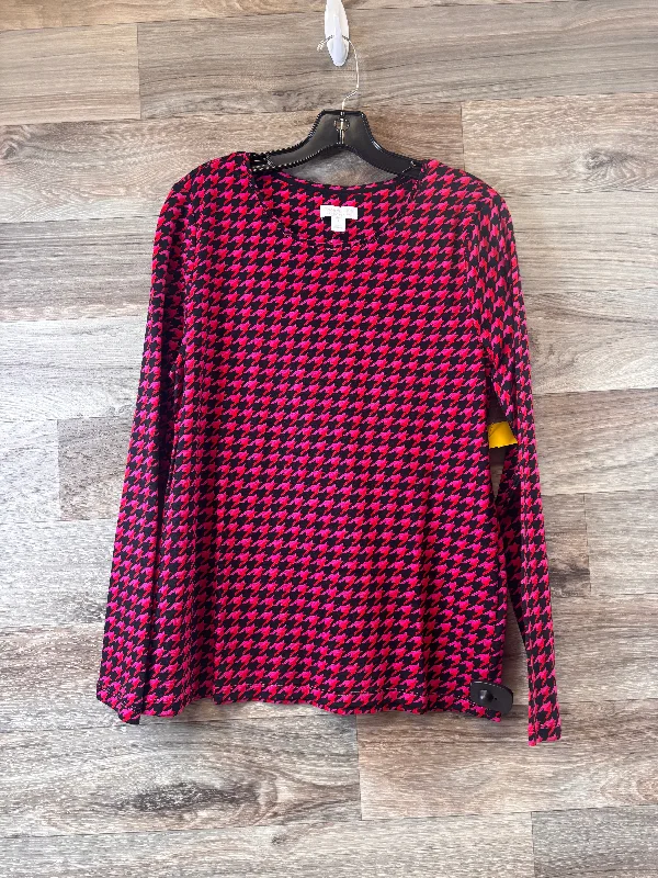 Urban Comfort Top Long Sleeve Basic By Charter Club In Black & Pink, Size: L