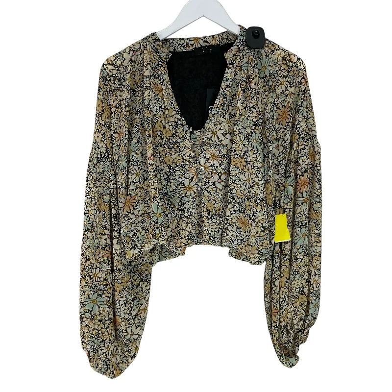 Retro Style Top Long Sleeve By Lulus In Yellow, Size: M