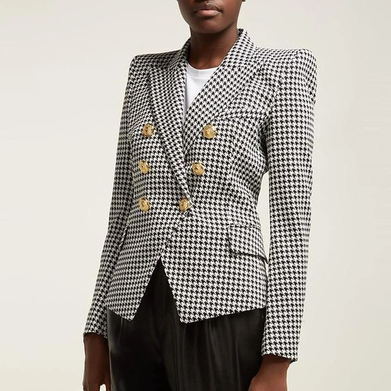 Versatile Style Houndstooth Blazer Women - Casual - Plaid