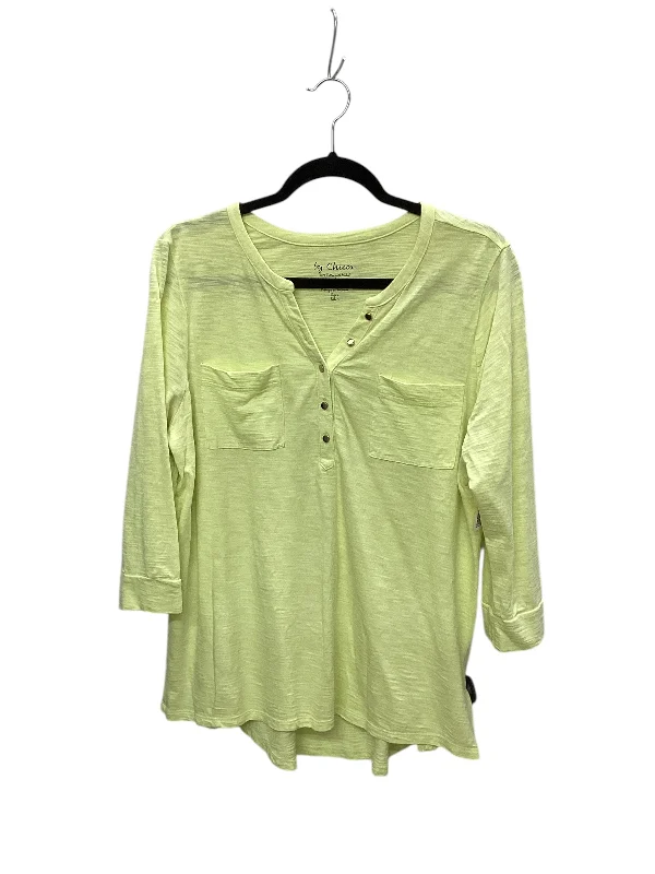 Soft T-Shirts Top Long Sleeve By Chicos In Green, Size: 2