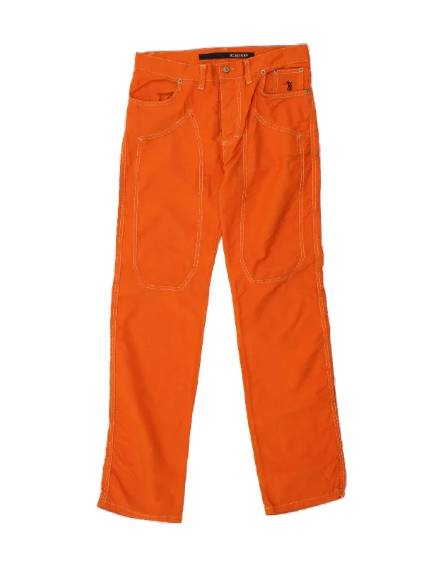 Stylish Apparel JECKERSON Mens Straight Casual Trousers W32 L32 Orange Cotton