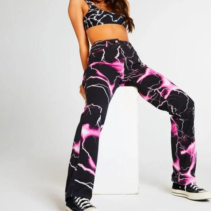 Comfy Jackets Street Style Versatile Printed Casual Jeans